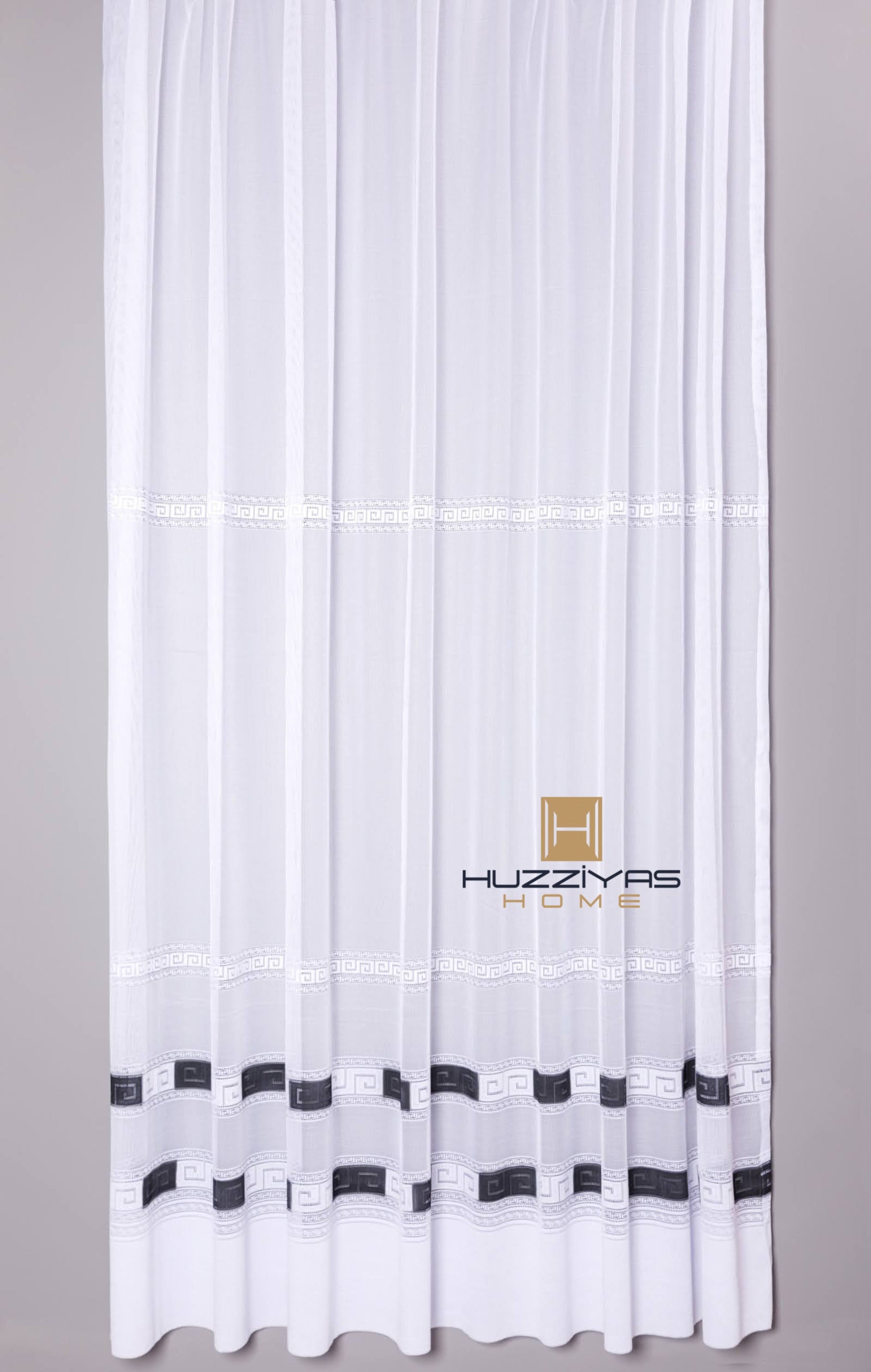 Fekete Görög mintás Kész Függöny 300x180 cm Huzziyas Home