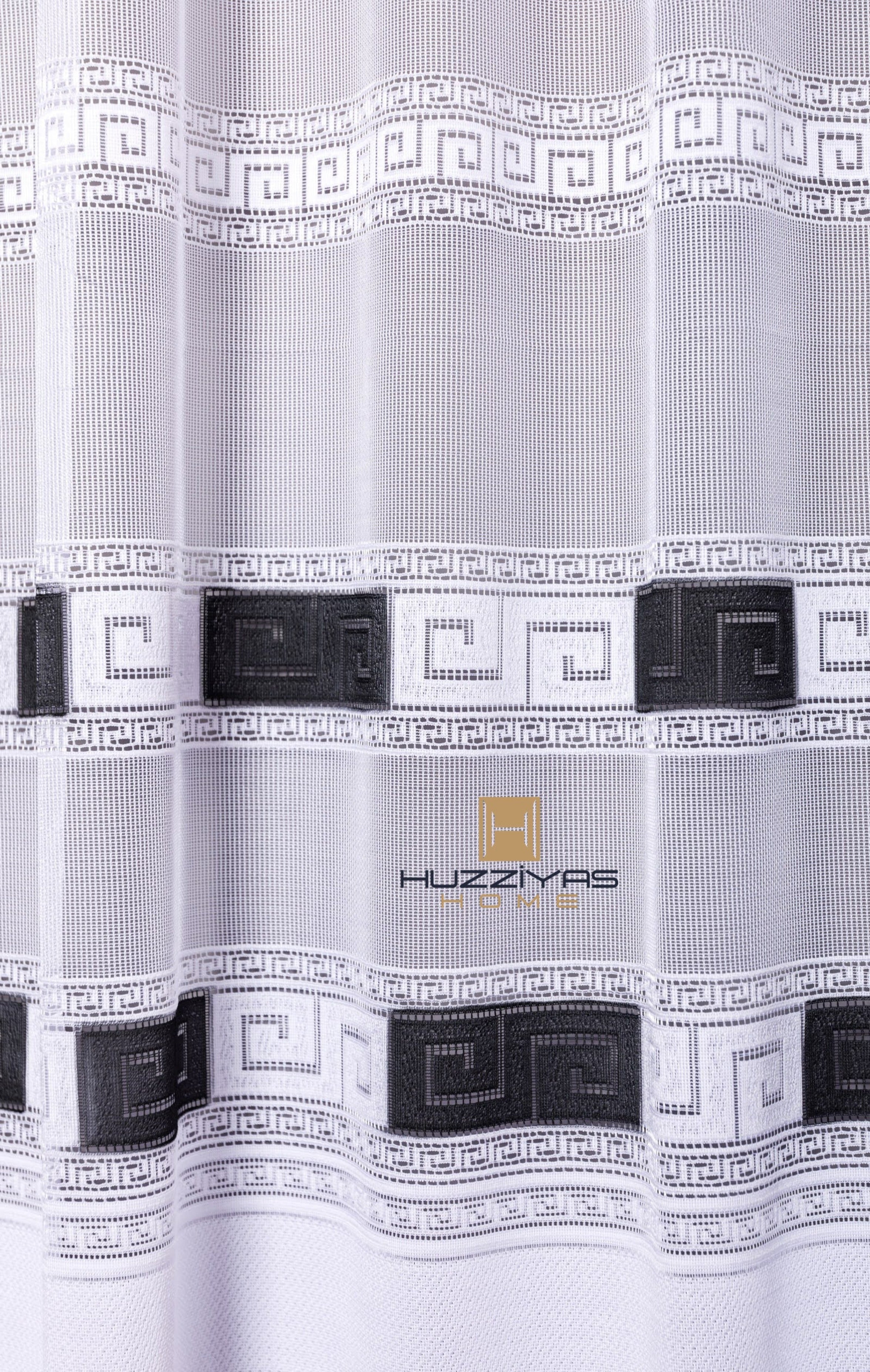 Fekete Görög mintás Kész Függöny 300x160 cm Huzziyas Home