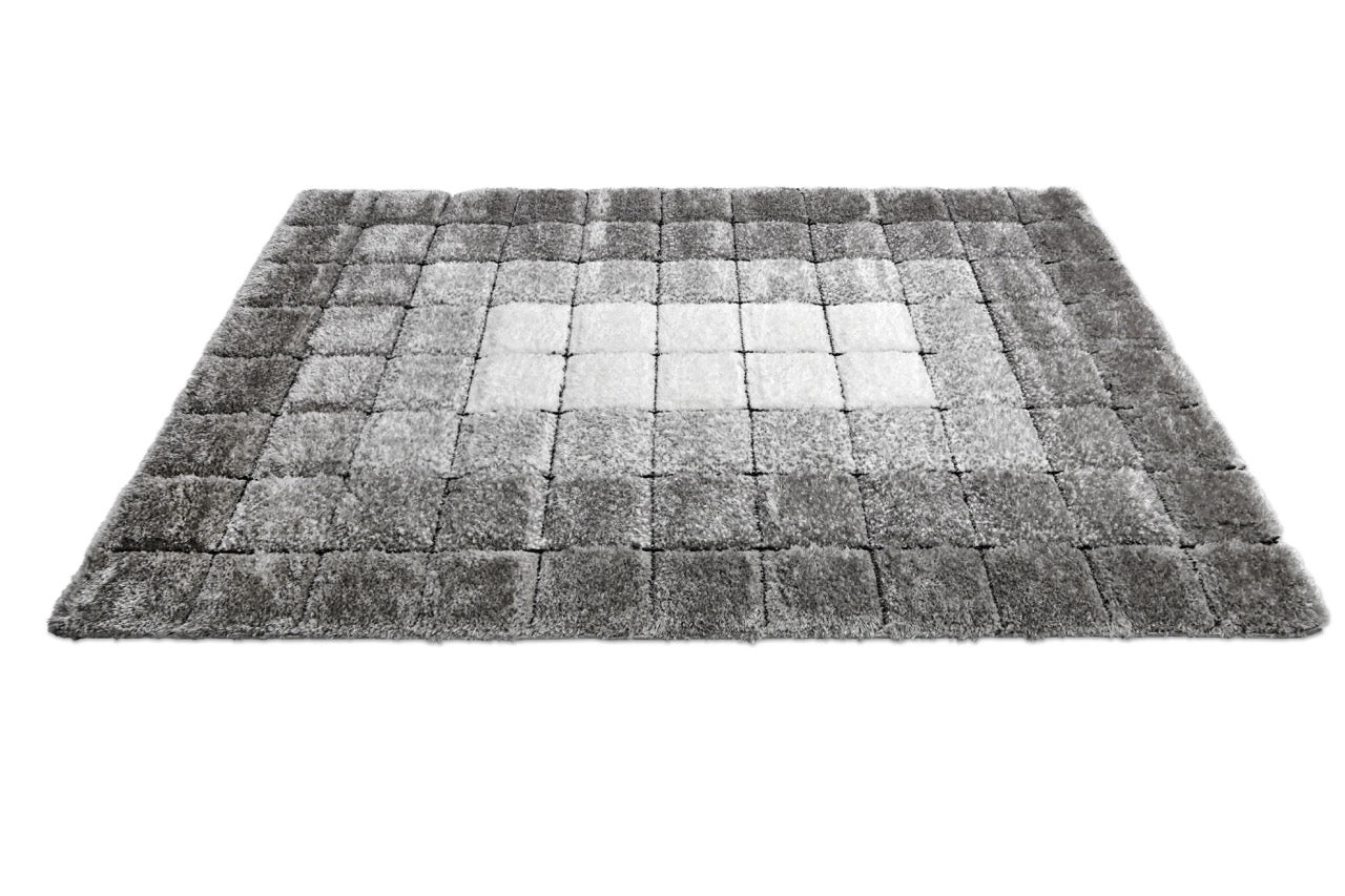 California 3D Kockás Grey - White Szőnyeg 60 x 110 cm Huzziyas Home