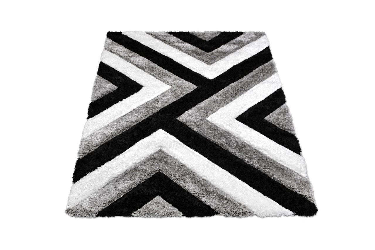 California 3D Háromszöges Grey - Black Szőnyeg 160 x 220 cm Huzziyas Home