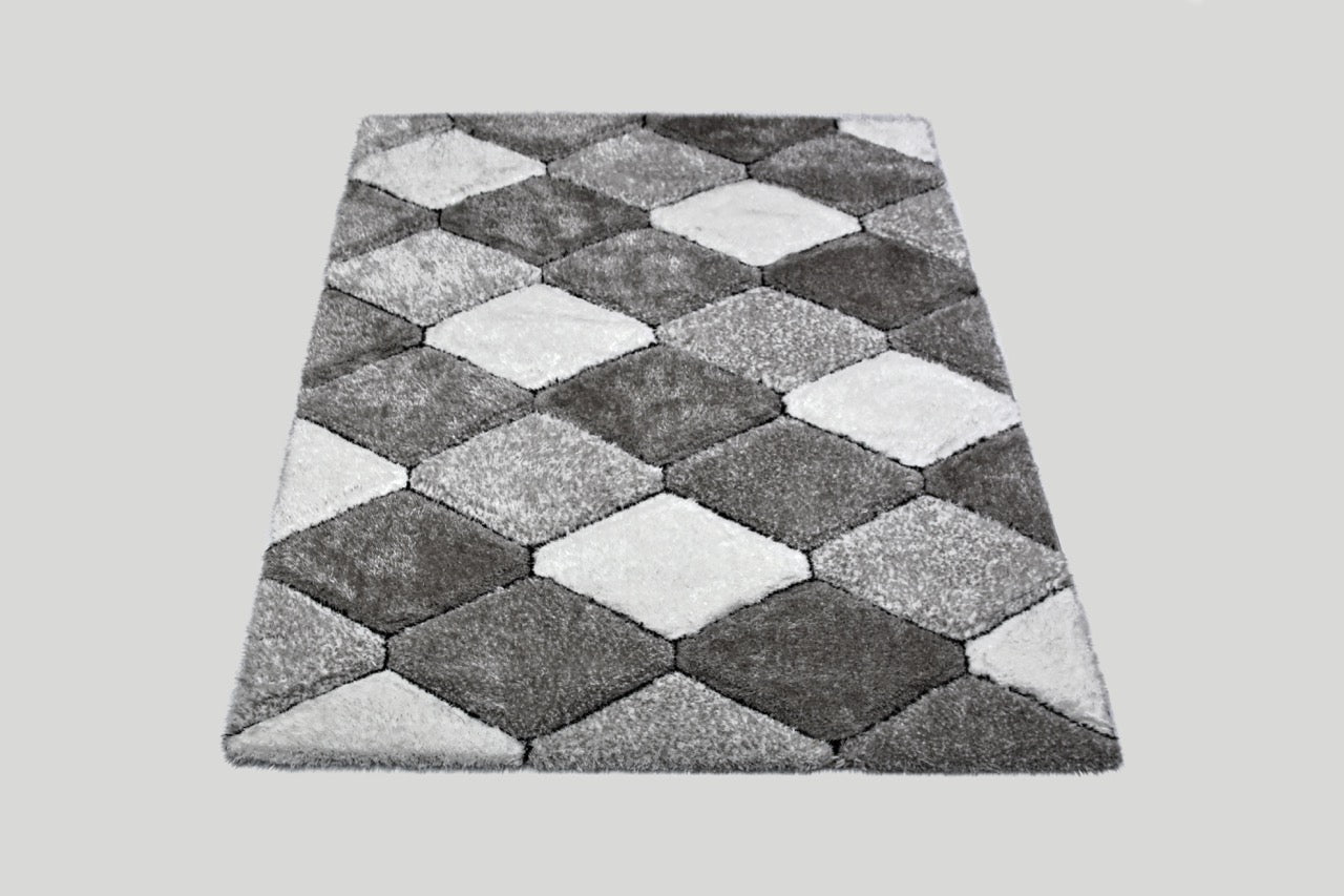 California 3D Rombusz Grey - White Szőnyeg 120 x 170 cm Huzziyas Home