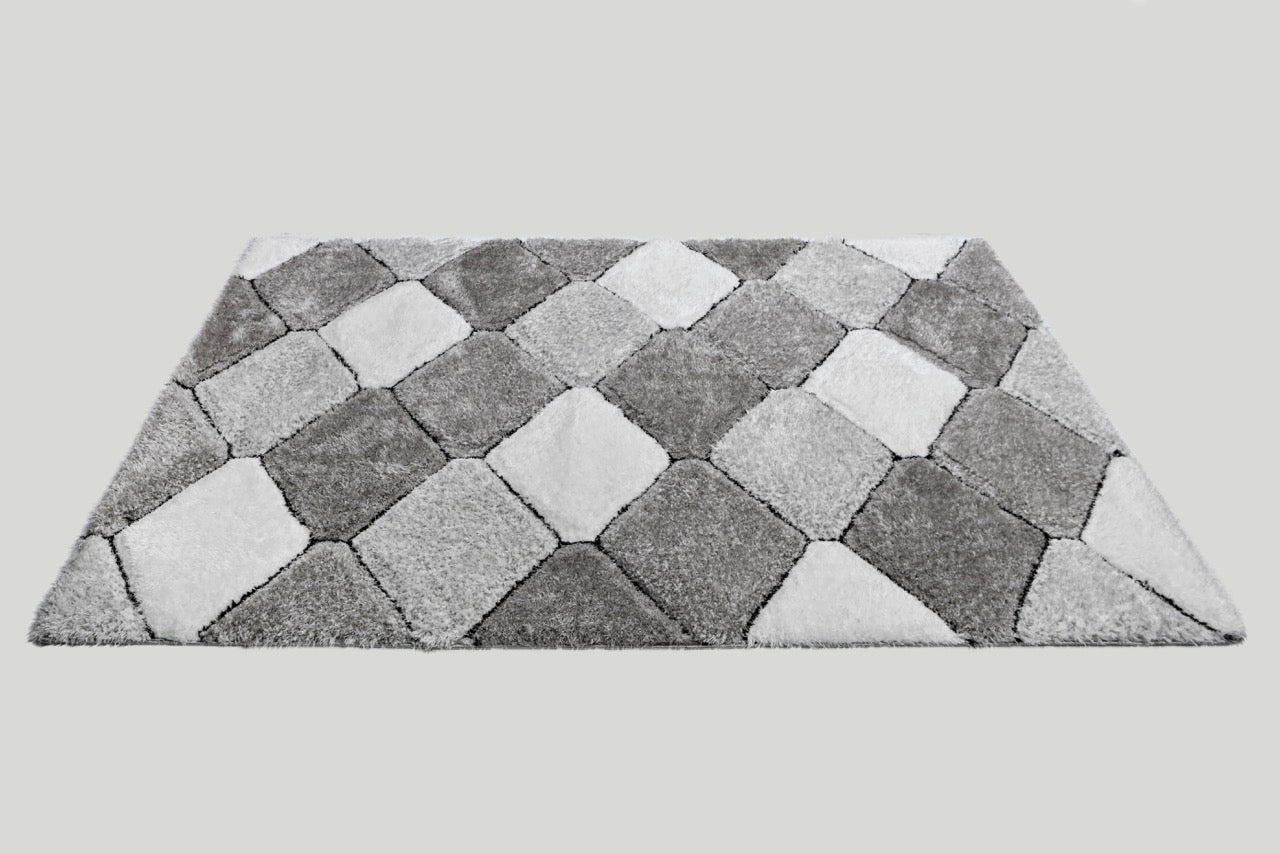 California 3D Rombusz Grey - White Szőnyeg 120 x 170 cm Huzziyas Home