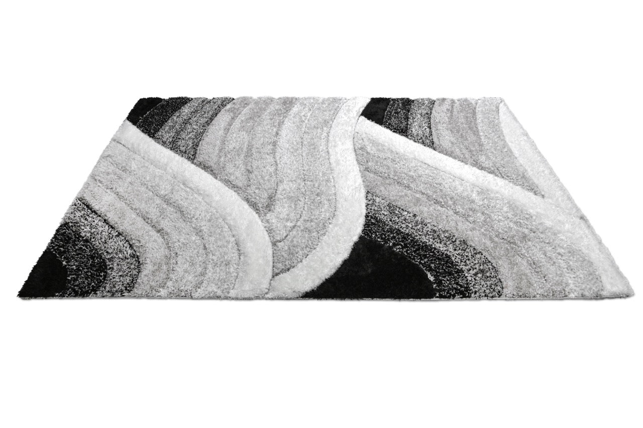 California 3D Hullám Grey - Black Szőnyeg 160 x 220 cm Huzziyas Home