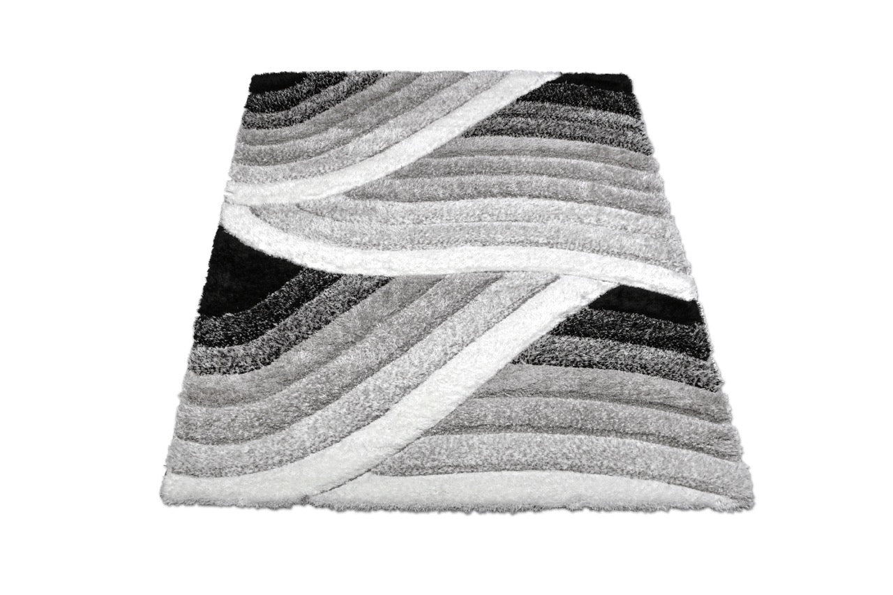 California 3D Hullám Grey - Black Szőnyeg 160 x 220 cm Huzziyas Home