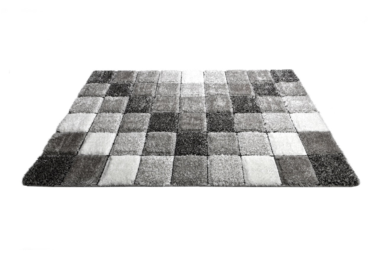 California 3D Kockás Grey - Black Szőnyeg 120 x 170 cm Huzziyas Home