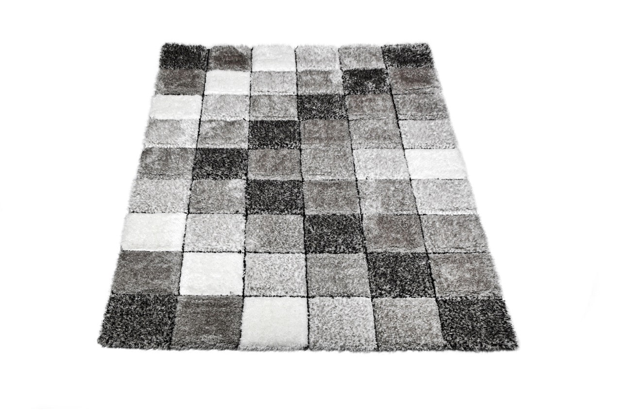 California 3D Kockás Grey - Black Szőnyeg 120 x 170 cm Huzziyas Home