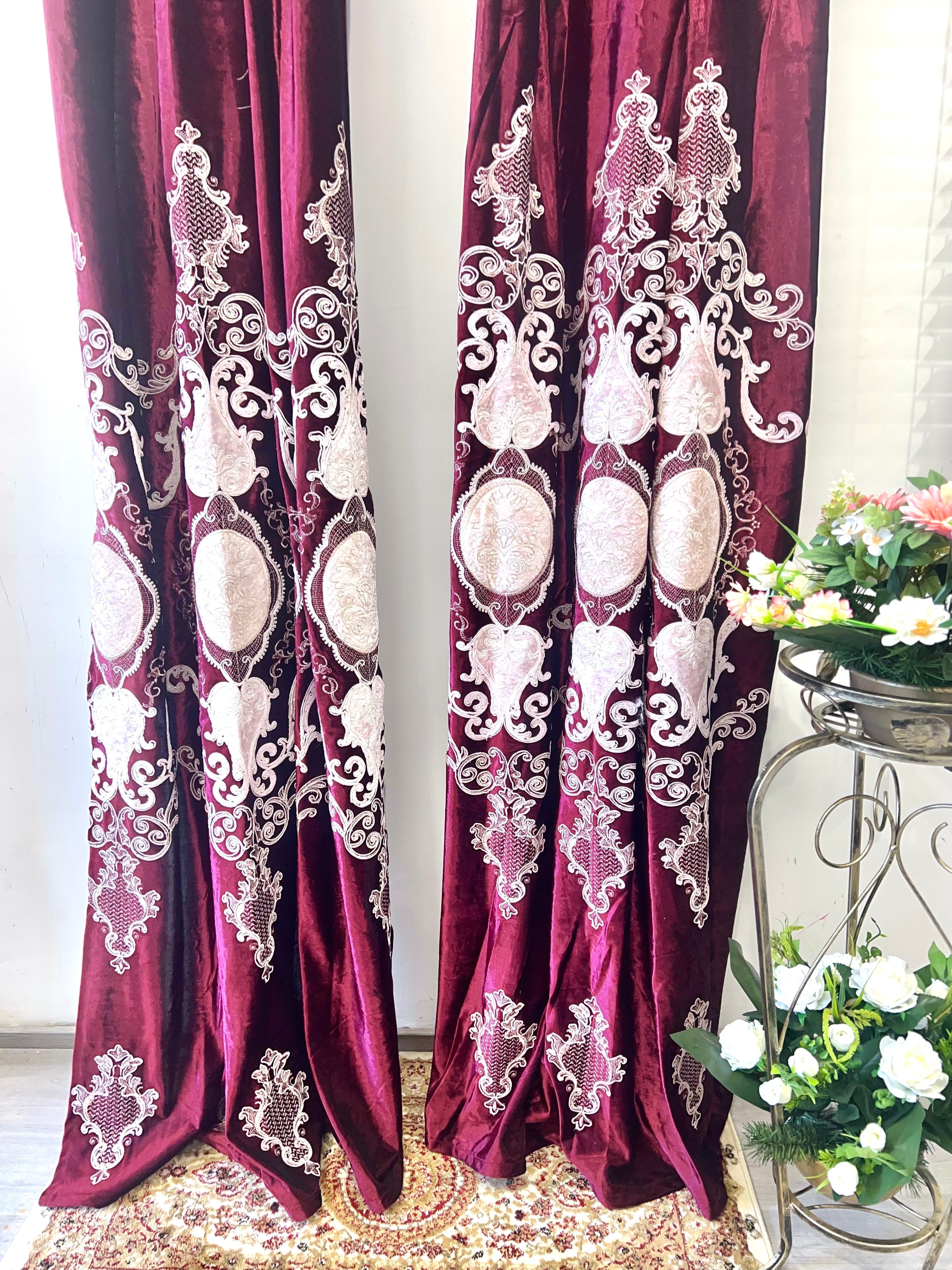 Bordó Bársony Sötétítő - párban Huzziyas Home