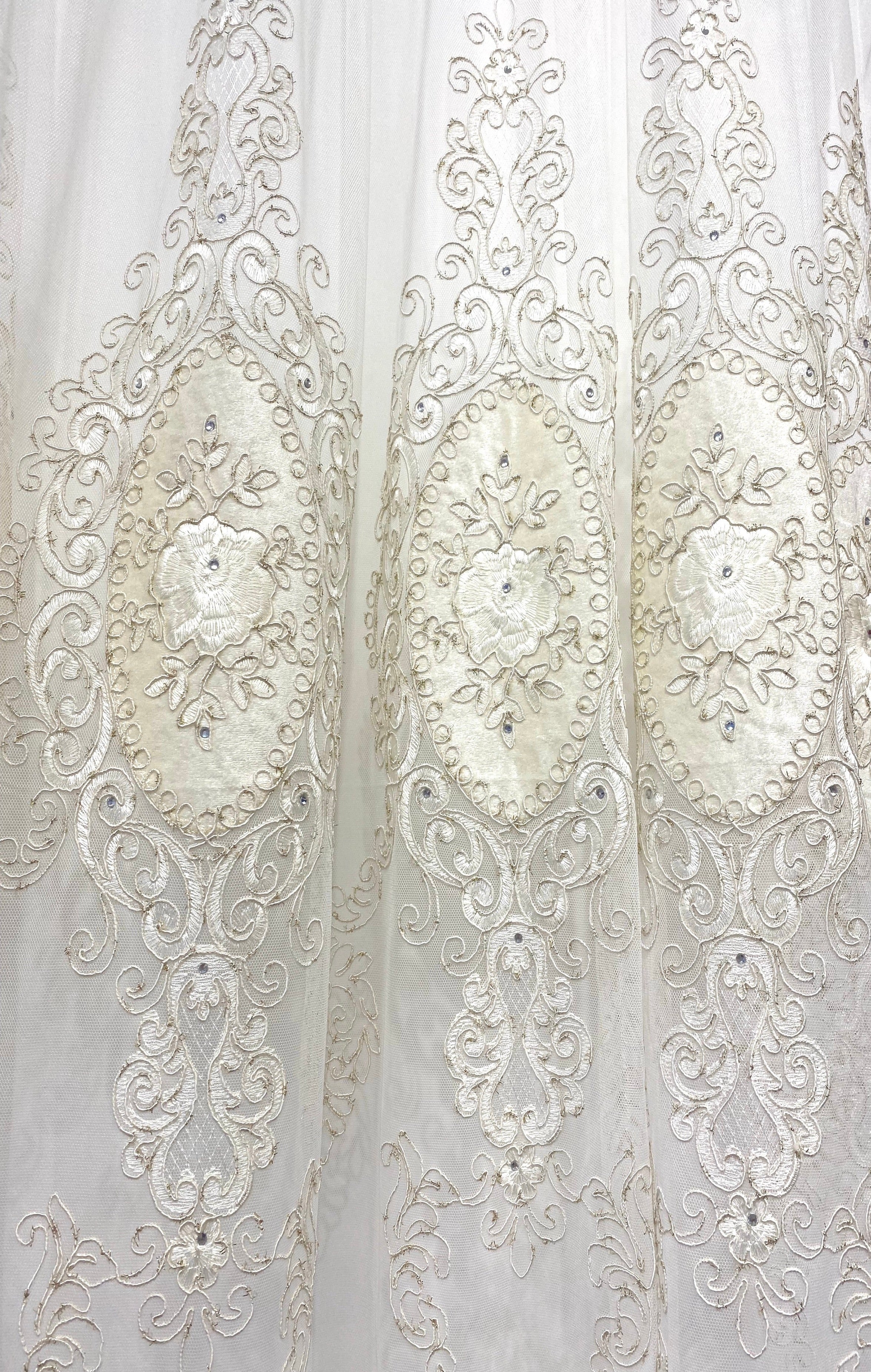 Ekrü - Krém Rózsa mintás Kész Függöny 300x250 cm Huzziyas Home