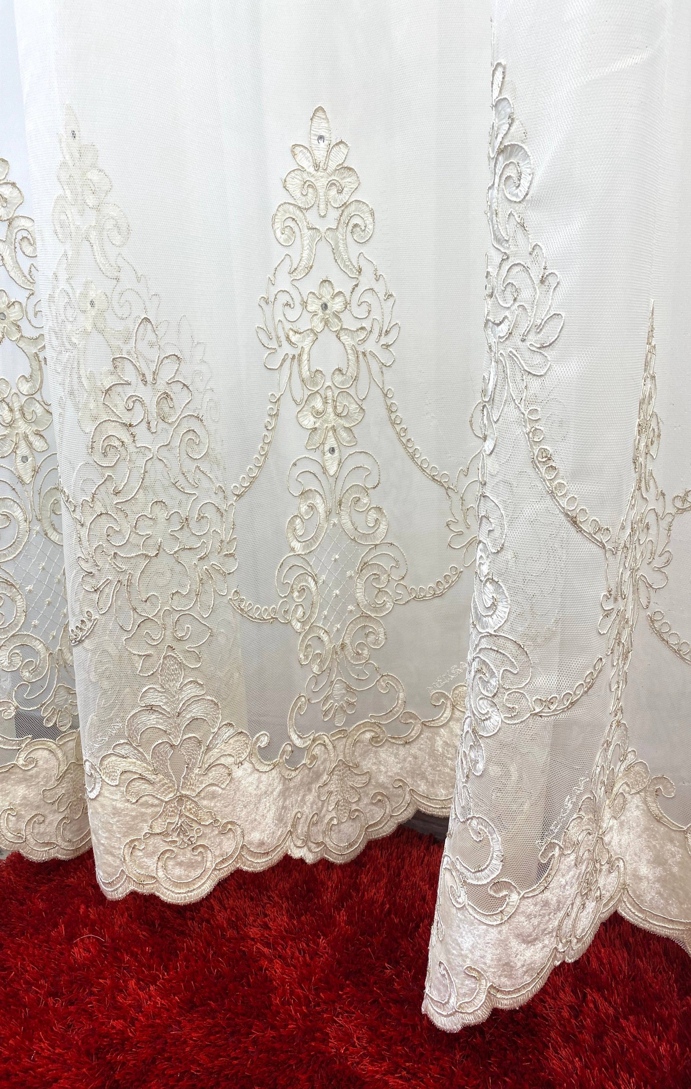 Ekrü - Krém Rózsa mintás Kész Függöny 300x250 cm Huzziyas Home